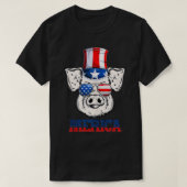 Funny Pig 4th of July Patriotic American Flag Sung T-shirt (Design voorkant)