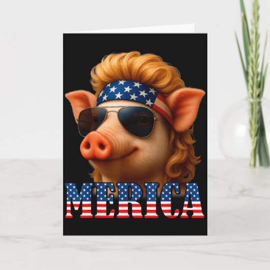 Funny Pig American Flag Farmer Independence Day 4t Kaart (Voorkant)