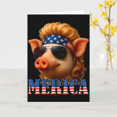 Funny Pig American Flag Farmer Independence Day 4t Kaart (Gele Bloem)