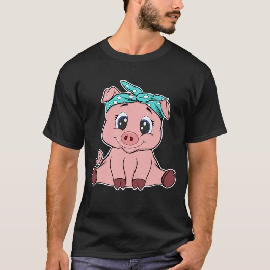 Funny Pig Bandana Cute Little Piggy lovers Gift T-shirt (Voorkant)