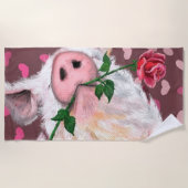Funny Pig Beach Handdoek (Voorkant)