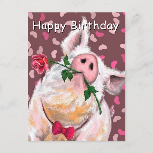 Funny Pig Birthday Card Briefkaart (Voorkant)