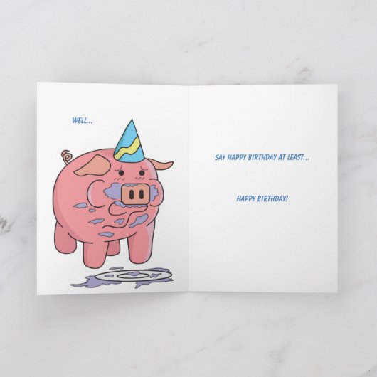 Funny Pig Birthday Kaart (Binnen)