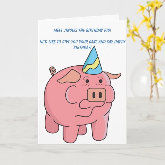 Funny Pig Birthday Kaart (Gele Bloem)