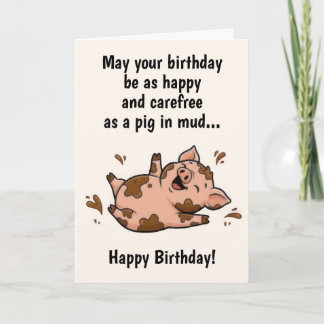 Funny Pig Birthday Kaart