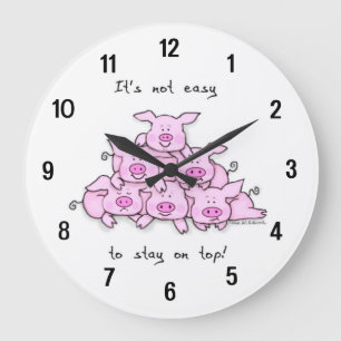Funny Pig Cartoon Wall Clock Grote Klok