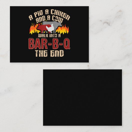 Funny Pig Chicken Cow Bar B Q Bq Chef Cookie Cook Visitekaartje (Voorkant / Achterkant)