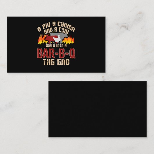 Funny Pig Chicken Cow Bar B Q Bq Chef Cookie Cook Visitekaartje (Voorkant / Achterkant)
