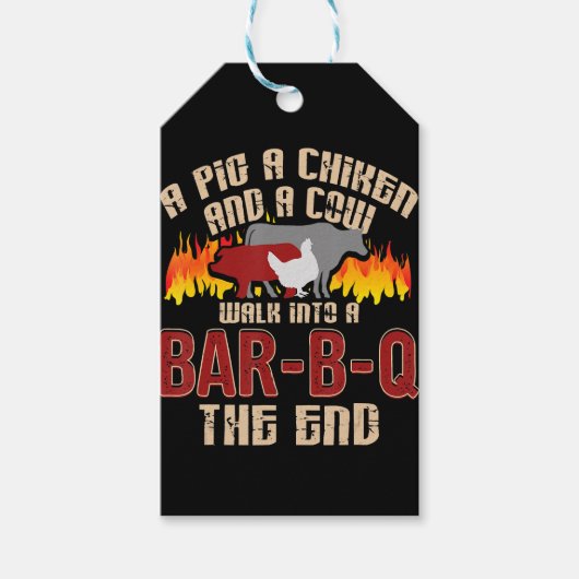 Funny Pig Chicken Koe Bar B Q Bq Chef Cookie Cook Cadeaulabel (Voorkant)