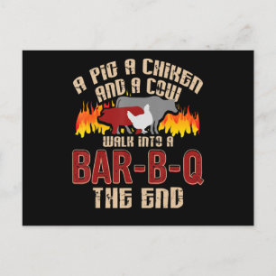 Funny Pig Chicken Koe Bar B Q Bq Chef Cookie Cook Feestdagenkaart