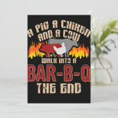 Funny Pig Chicken Koe Bar B Q Bq Chef Cookie Cook Feestdagenkaart (Staand voorkant)