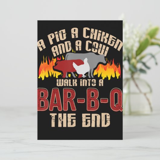 Funny Pig Chicken Koe Bar B Q Bq Chef Cookie Cook Feestdagenkaart (Staand voorkant)