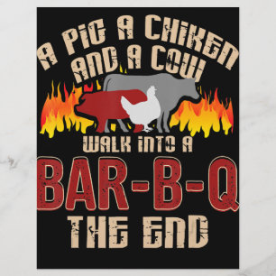 Funny Pig Chicken Koe Bar B Q Bq Chef Cookie Cook Flyer