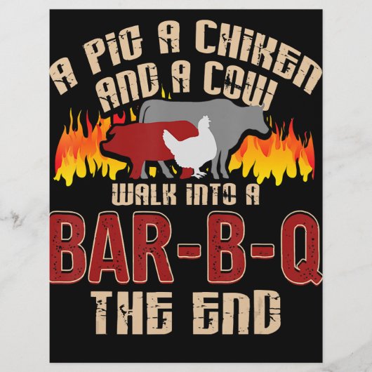 Funny Pig Chicken Koe Bar B Q Bq Chef Cookie Cook Flyer (Voorkant)