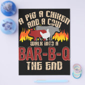 Funny Pig Chicken Koe Bar B Q Bq Chef Cookie Cook Flyer (Enkel)