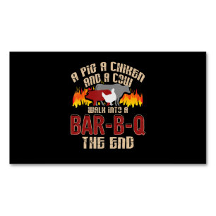 Funny Pig Chicken Koe Bar B Q Bq Chef Cookie Cook Magnetisch Visitekaartje
