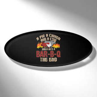 Funny Pig Chicken Koe Bar B Q Bq Chef Cookie Cook Naambadge