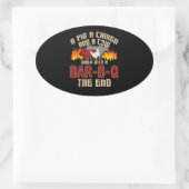 Funny Pig Chicken Koe Bar B Q Bq Chef Cookie Cook Ovale Sticker (Tas)