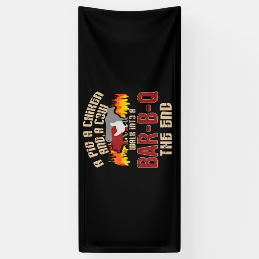 Funny Pig Chicken Koe Bar B Q Bq Chef Cookie Cook Spandoek (Verticaal)