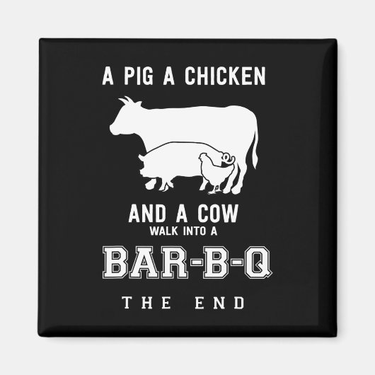 Funny Pig Chicken Koe verhaal van BBQ Master Roast Magneet (Voorkant)