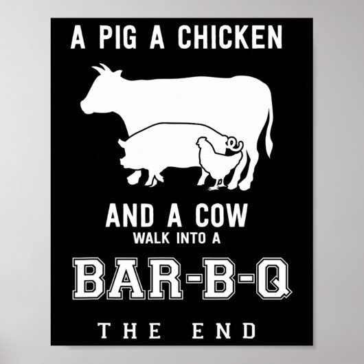 Funny Pig Chicken Koe verhaal van BBQ Master Roast Poster (Voorkant)