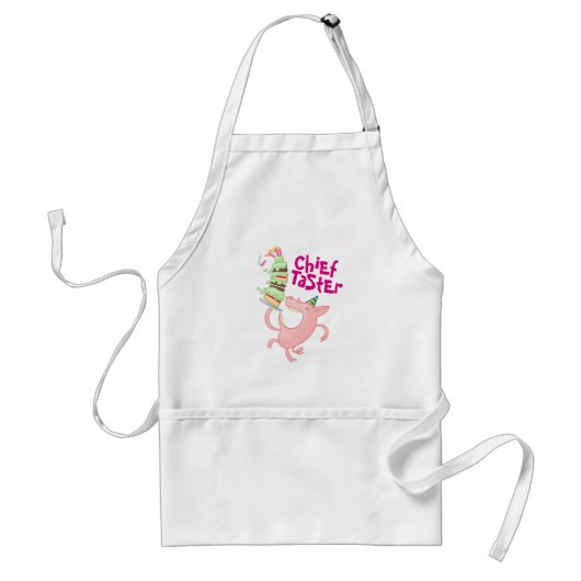 Funny Pig Chief Taster Giant Layer Cake Cartoon Standaard Schort (Voorkant)