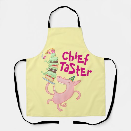 Funny Pig Chief Taster Giant Sponge Cake Cartoon Schort (Voorkant)