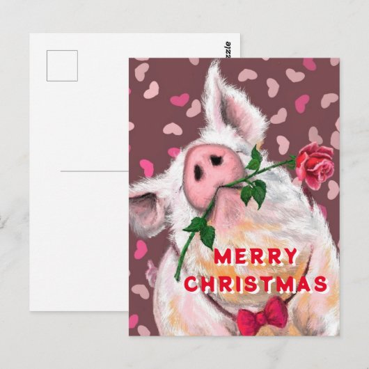 Funny Pig Christmas Kaart (Voorkant / Achterkant)