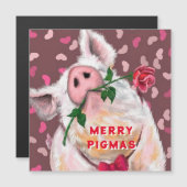 Funny Pig Christmas Kaart Gentleman met Roos (Voorkant / Achterkant)