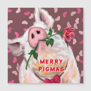 Funny Pig Christmas Kaart Gentleman met Roos