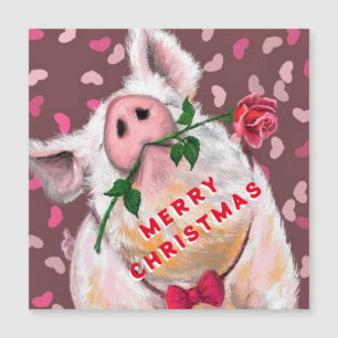 Funny Pig Christmas Kaart Magnet - Gentleman