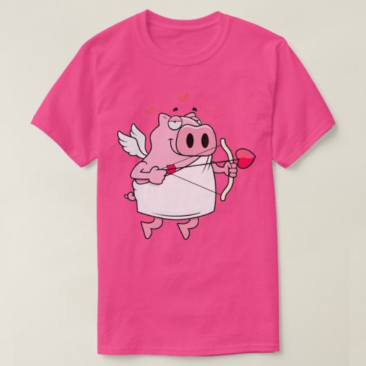 Funny Pig Cupid Love Valentijnsdag Pig Lover T-shirt (Design voorkant)