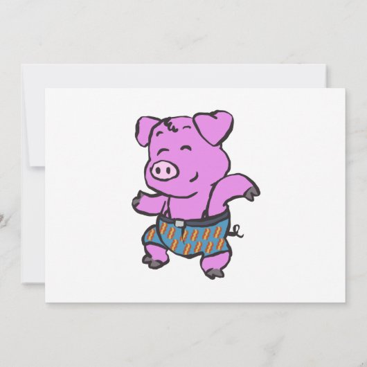 Funny Pig dansende cartoon | achtergrondkleur kiez Kaart (Achterkant)
