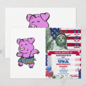 Funny Pig dansende cartoon | achtergrondkleur kiez Kaart (Voorkant / Achterkant)