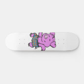 Funny Pig dansende cartoon | achtergrondkleur kiez Persoonlijk Skateboard (Horizontaal)
