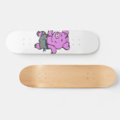 Funny Pig dansende cartoon | achtergrondkleur kiez Persoonlijk Skateboard (Horizontaal)