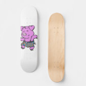 Funny Pig dansende cartoon | achtergrondkleur kiez Persoonlijk Skateboard (Voorkant)