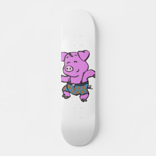 Funny Pig dansende cartoon achtergrondkleur kiez Persoonlijk Skateboard