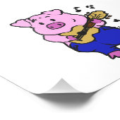 Funny Pig die gitaar speelt | achtergrondkleur kie Foto Afdruk (Hoek)