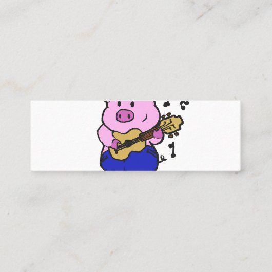 Funny Pig die gitaar speelt | achtergrondkleur kie Mini Visitekaartje (Achterkant)