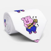 Funny Pig die gitaar speelt | achtergrondkleur kie Stropdas (Opgerold)