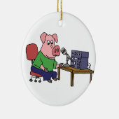 Funny Pig die Ham Radio gebruikt Keramisch Ornament (Rechts)