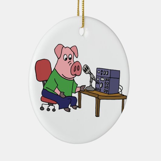 Funny Pig die Ham Radio gebruikt Keramisch Ornament (Rechts)