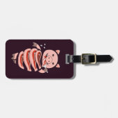 Funny pig die steaks zelf eet bagagelabel (Voorkant horizontaal)