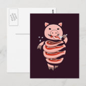 Funny pig die steaks zelf eet briefkaart (Voorkant / Achterkant)