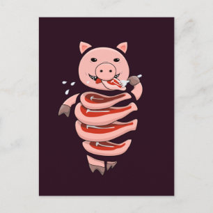 Funny pig die steaks zelf eet briefkaart