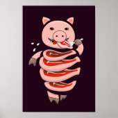 Funny pig die steaks zelf eet poster (Voorkant)