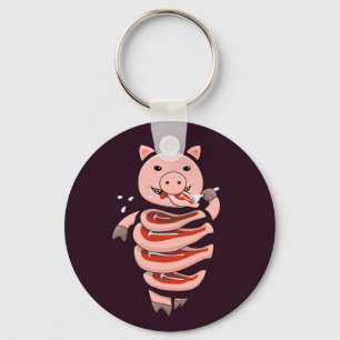 Funny pig die steaks zelf eet sleutelhanger