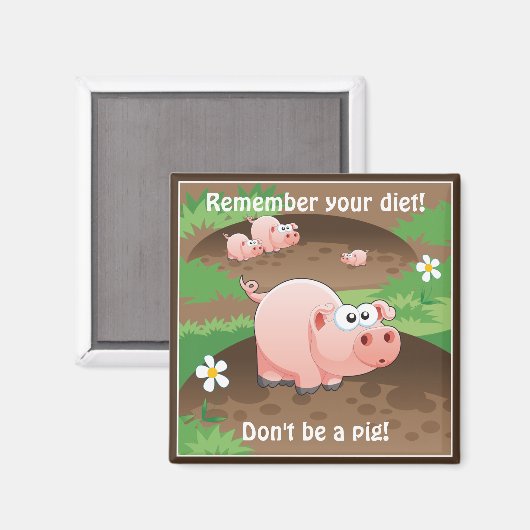 Funny Pig Diet Reminder Magneet (Voorkant / Achterkant)