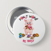 Funny Pig Donut Pun Button (Voorkant /achterkant)